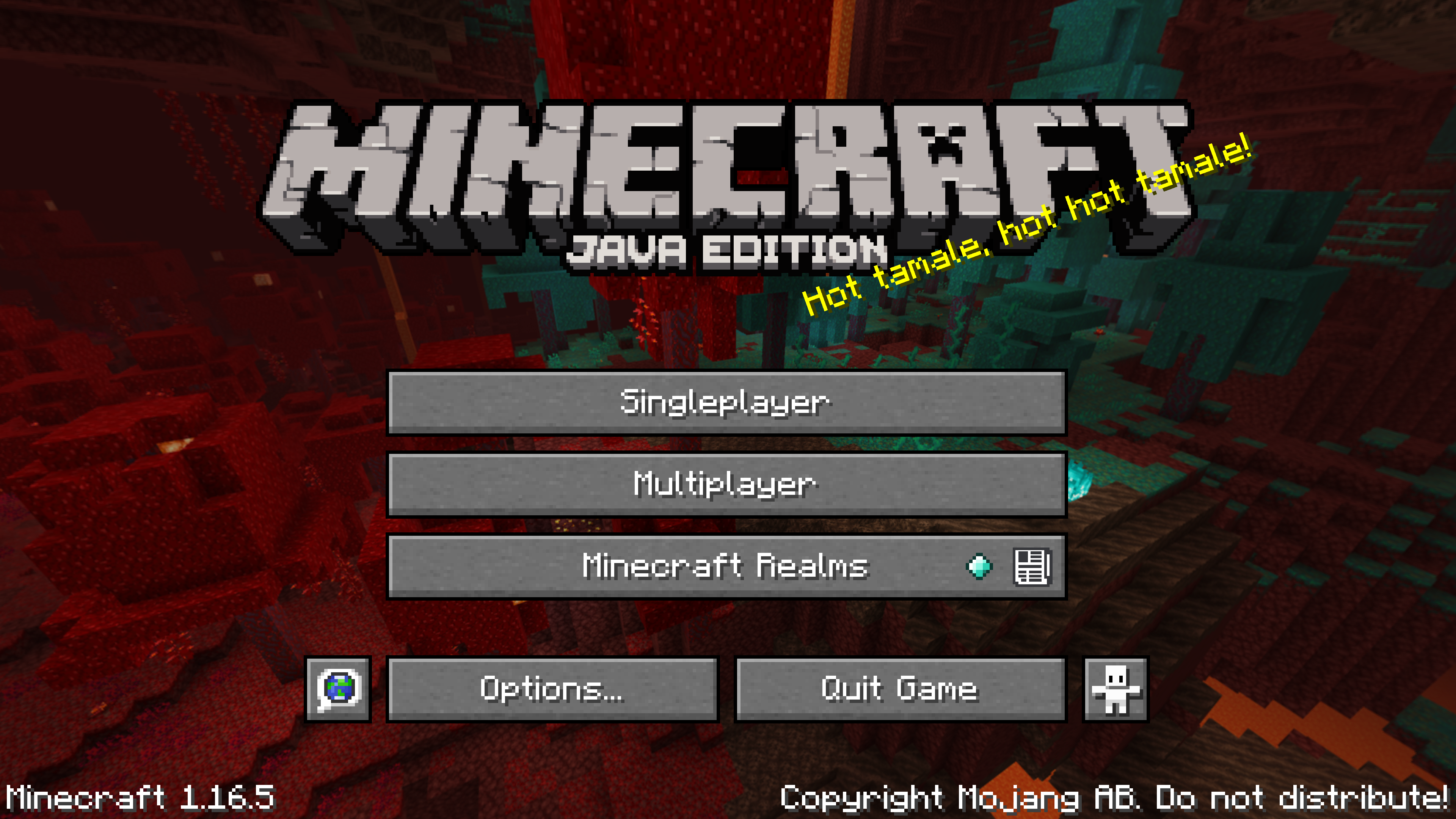 Minecraft (Java edition) main menu.