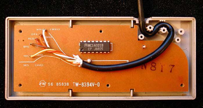 An inside view of an NES controller.
